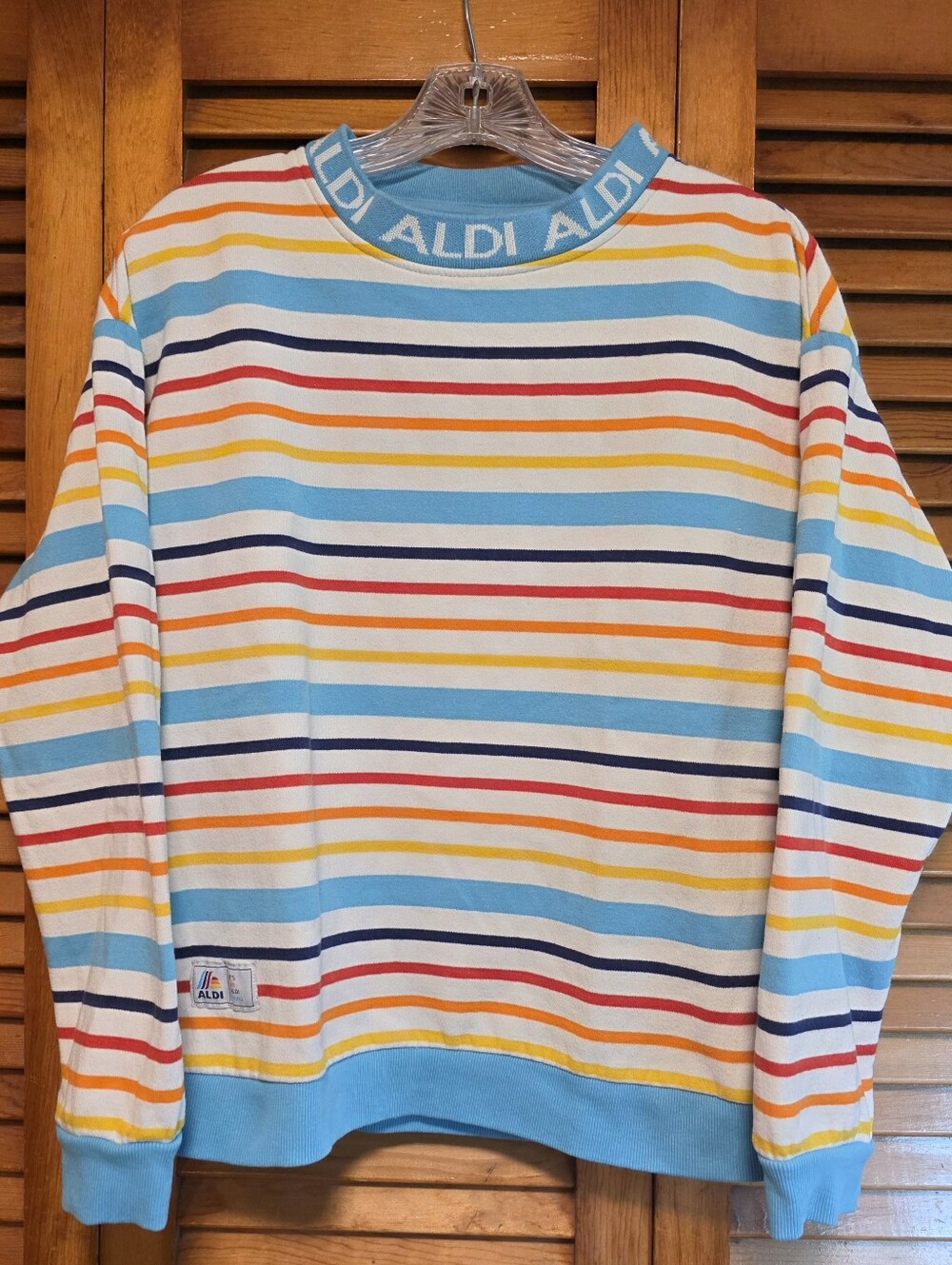 ALDI Gear 2024 Iconic Rainbow Striped Pullover Sweatshirt Size M